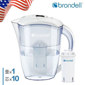 【Brondell】美國邦特爾純淨濾水壺（白）＋濾芯10入