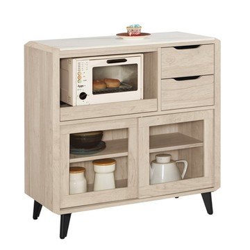 MUNA家居 韋斯里3尺岩板滑門餐櫃/碗盤櫃 90X40X90cm