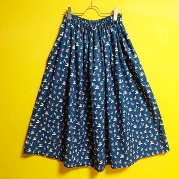 【訂製商品】Mini mini mushroom skirt 海軍藍 / 均碼 / 美國布料 / 日本製
