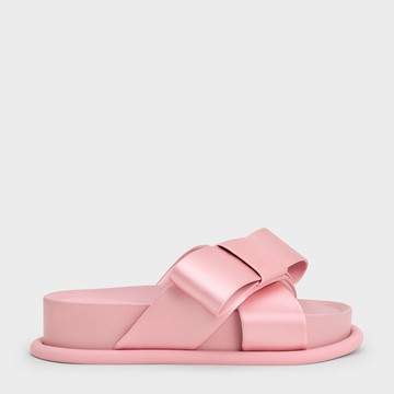 緞帶蝴蝶結厚底拖鞋