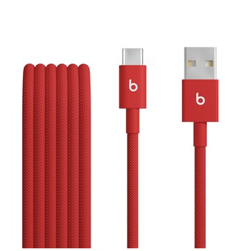 Beats USB-A 對 USB-C 編織連接線 (1.5 公尺 / 5 呎) — 疾速紅