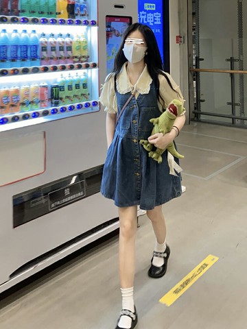 水洗牛仔背心連衣裙女2022年夏裝新款韓系顯瘦小個子背帶裙短裙子