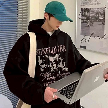 ATSTYLE 帽T 印花帽T 連帽 寬鬆版型 男女可穿 秋冬長袖 舒適厚棉 落肩款 棉帽T 多款可選