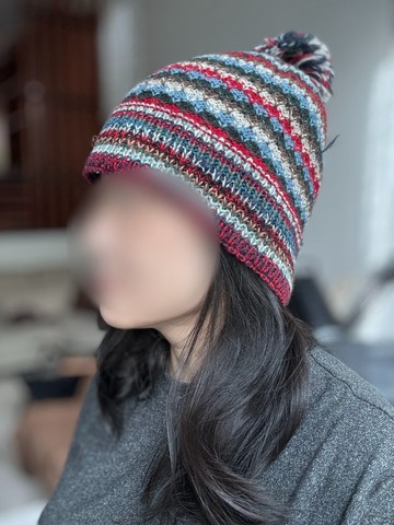 /精品/北歐風格織紋男女紅藍復古毛球細軟純羊毛帽手工全襯防風保