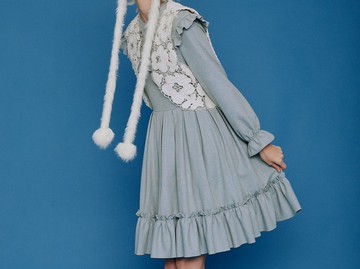 歐式復古 雪熊收腰洋裝