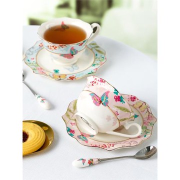 歐式ins風小巧咖啡杯碟套裝陶瓷骨瓷英式粉色下午茶花茶杯子可愛