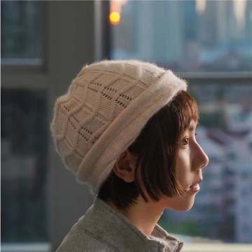鄧紫棋同款羊絨帽子女秋冬啟示錄專輯周邊新款米色勾花針織毛線帽