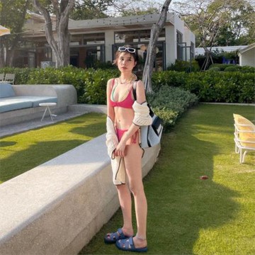 比基尼四件套海邊度假性感分體純欲風泳衣女款2025年新款爆款泰國