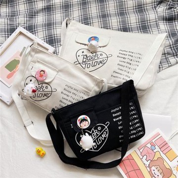 女包2021年新款帆布包女學生韓版百搭單肩包ins斜挎大容量手提袋