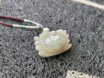 【親翠】天然翡翠 冰黃帶灰度特殊色精工螃蟹調節式繩鏈 八方來財