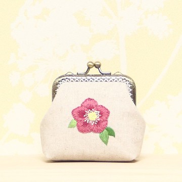 聖誕玫瑰刺繡搭扣迷你手袋手刺繡