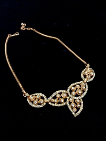 vintage jewelry CORO 古典滿綴心葉形萊茵 項鍊