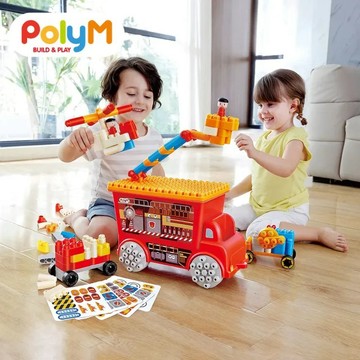 【德國Hape】Poly M 消防卡車積木組 761821