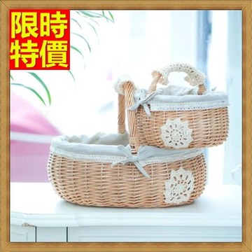 野餐籃編織籃子(小)-日式蕾絲田園風郊遊用品68e2【獨家進口】【米蘭精品】