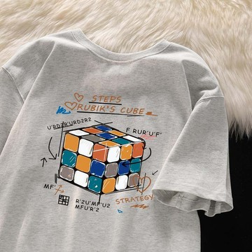 【FOH】100%純棉短袖 可愛印花上衣 學生版上衣 oversizeT恤 無性別穿搭 圓領上衣 寬鬆顯瘦上衣 女生上衣