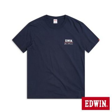 EDWIN 男裝 歷史插卡圖騰短袖T恤-丈青色