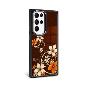 Samsung S24系列 軍規防摔合金框磁吸鏡面手機殼-流金羅蘭-黑框