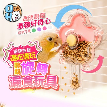【歐豆K】鸚鵡旋轉漏食玩具 鸚鵡益智玩具 鸚鵡覓食玩具 鸚鵡轉轉樂 花朵漏食玩具 紓壓玩具 解悶玩具 鳥玩具 寵物玩具