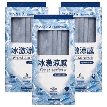 AQUA MASK 水舞生醫 冰激涼感口罩 未滅菌  冰川藍  10片  3盒