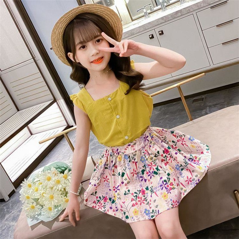 子供服 女の子 夏服 韓国子供服 セットアップ 上下セット 160センチ キャミソール Tシャツ ズボン スカート 花柄 トップス ボトムス こども服 ベビー服 ジュニア 通販 Lineポイント最大0 5 Get Lineショッピング