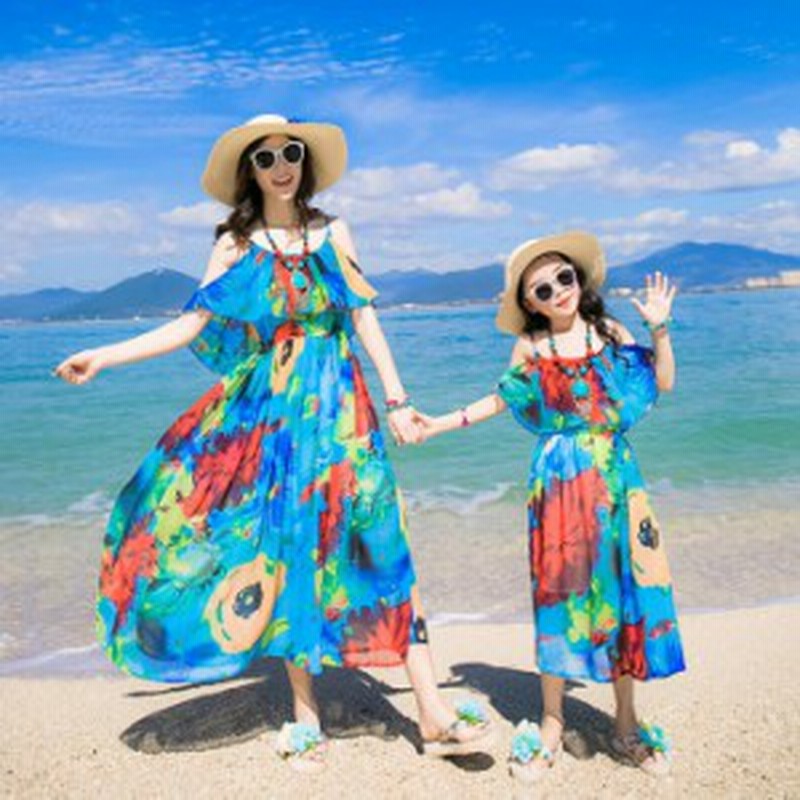 ワンピース 親子ペアルック 海の大勢に目立つ 体型カバーお腹周り心配しないママとお揃い ビーチキャミソールワンピース 通販 Lineポイント最大1 0 Get Lineショッピング