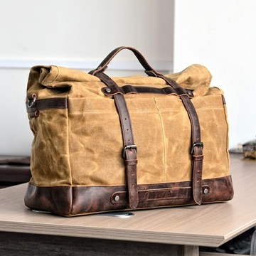 【巴黎精品】現貨+預購 男真皮旅行包真皮手提包真皮革手拿包帆布側背包大容量-復古防水過蠟3色a1ks68