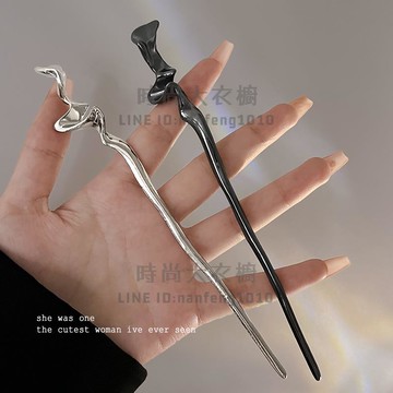 新中式發簪女高級感金屬清冷感盤發發釵簡約現代旗袍發張簪子頭飾【時尚大衣櫥】