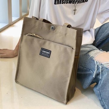 男士尼龍布豎款方形休閑手提包