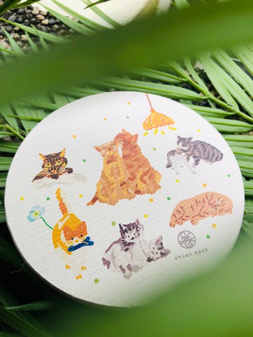 原創插畫-貓咪硅藻土杯墊