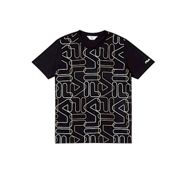 FILA 中性短袖圓領T恤-黑色 1TEZ-1501-BK