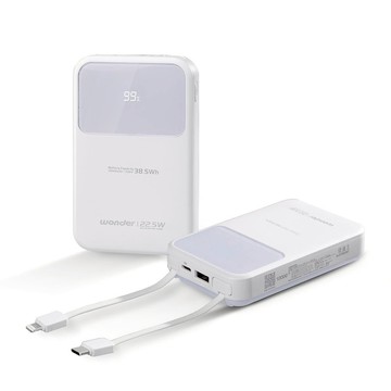 【WONDER】 可拆線式快充行動電源(10000mAh)白 WA-P12A