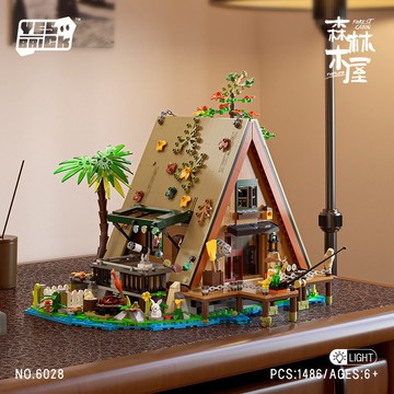 🌞森林小木屋街景模型 860塊拼接模型 兒童 益智玩具 小屋建築兼容LE高 寶寶益智拼裝玩具 發光擺件 超大尺寸設計
