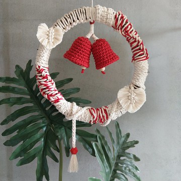 macrame  編織  聖誕藤圈 / 紅
