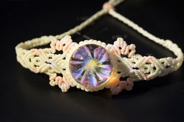 Floral x Macrame  櫻花 (南美蠟線手環)