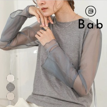 現貨🇯🇵Bab 透明感雙層手袖 異材質拼接上衣 日系穿搭 冬天女裝