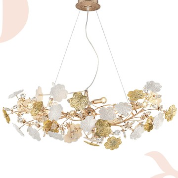 典雅陶瓷撞色花朵水晶珠吊燈 F87-37-3008-1