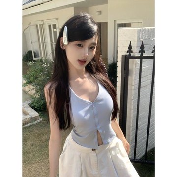 純欲辣妹性感掛脖吊帶背心女夏季新款帶胸墊美背內搭外穿打底上衣