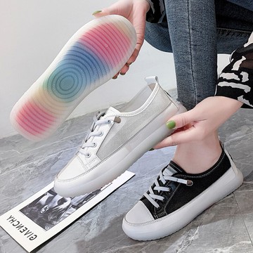小雛菊小白鞋女夏百搭春季透氣網面薄款鞋子2021爆款板鞋新款厚底