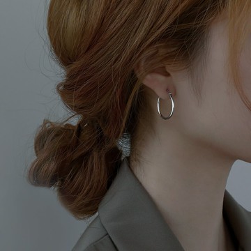 S925銀耳環女耳圈2021年新款潮圓圈耳釘小眾高級感耳扣素圈耳飾