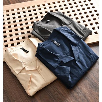 日單U+ 氣質古巴領 外貿男士夏季時尚休閑透氣短袖襯衫寬松襯衣潮