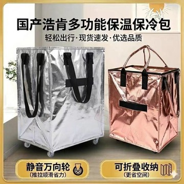 ⭐️臺灣出貨⭐️【登機摺疊式】浩肯包 便攜式 小拉車超輕 耐用購物袋帶輪 折疊多輪推車 購物袋 行李箱 拖輪袋 出國