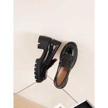 香港小皮鞋女2025新款春英倫風單鞋懶人一腳蹬圓頭厚底樂福鞋真皮