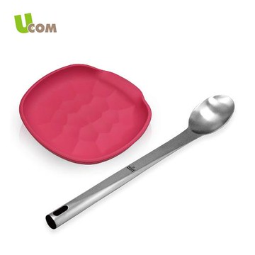 【瑞康屋】瑞士Kuhn Rikon精選攪拌湯杓+UCOM璞原矽膠暫置碟(紅鶴粉)