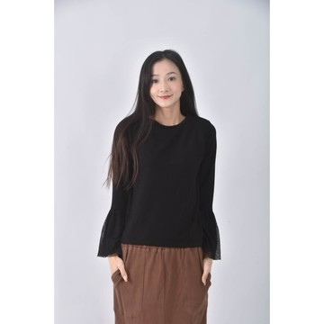 (M) maxthmall蕾絲袖黑色長袖上衣二手衣