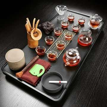 磊白烏金石茶具套裝家用辦公紫砂陶瓷小號烏金石茶臺整套簡約現代