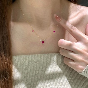 免運🔮紅色鋯水滴項鍊女輕奢小衆ins氣質高級感吊墜鎖骨鏈送女友禮物韓國 小眾 設計 質感 項鍊 頸鍊 簡約 鎖骨鏈 生