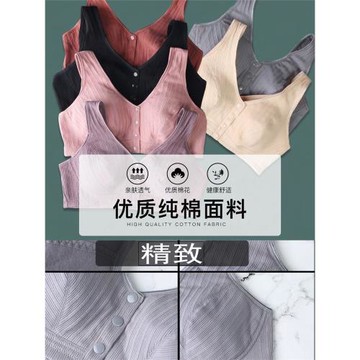 媽媽內衣中老年人文胸純棉無鋼圈大碼背心式薄款婦女無胸墊前扣式