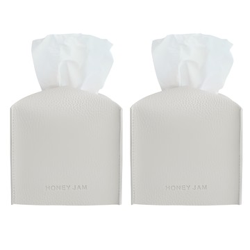 HONEY JAM 方形迷你皮革面紙套 2入  12.5 x 12.5 x 12cm  奶油象牙白