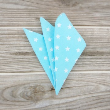 幸運星-冰河藍。雙層雙面手帕 手巾 手拭 口袋巾