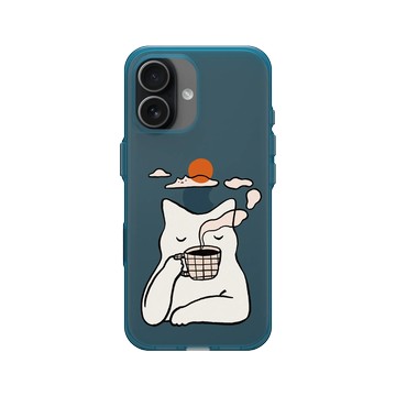 iPhone 17 Clear (相機按鈕) 夜幕藍 - ilovedoodle (Lim Heng Swee) - Coffee Cat: 貓在耍廢